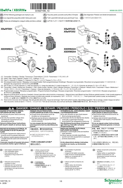 schneider施耐德XB●RF● _ XB5RM-A - Harmony wireless and batteryless Pushbutton_ 说明书